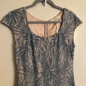 Elegant Beaded Dress in Blue